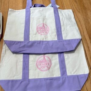 Trader Joe’s Cream Canvas Tote with Lavender Trim